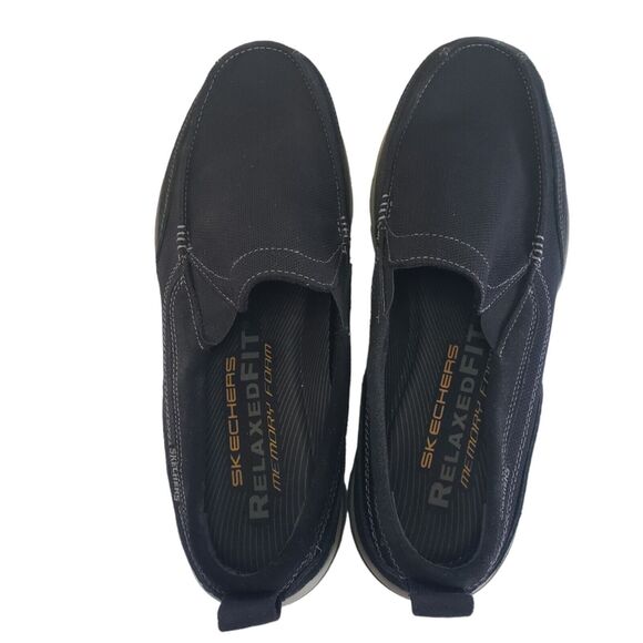 Skechers Mens Size 14 Black Relaxed Fit Memory Foam Textile Leather SN64365 - Picture 2 of 16